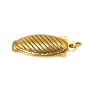 Wholesale 6x16mm Stripe Fish Shaped 14K Solid Yellow Gold Filigree Clasp