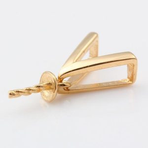 14K V Shaped Solid Gold Screw Needle Pendent Bail