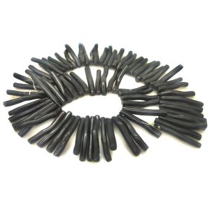 16 inches 6x40mm Side Drilled Natural Black Coral Beads Loose Strand