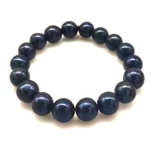 Wholesale 10-11mm Black Round Elastic Natural Pearl Bracelet