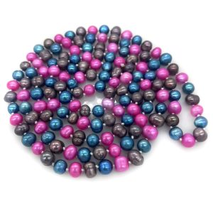 Wholesale 48 inches Natural Multicolor Potato Pearl Sweater Necklace