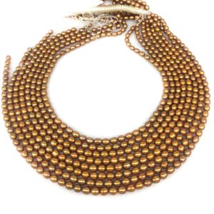 16 inches 4-5mm AAA Coffee Natural Rice Pearls Loose Strand