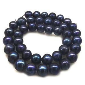 16 inches A+ 10-11mm Black Round Fresh Water Pearls Loose Strand