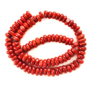 16 inches 4x9mm Donut Shaped Red Natural Sponge Coral Beads Loose Strand