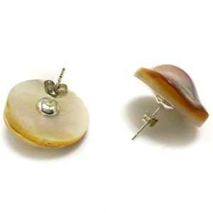 22mm Natural White Rondelle Mabe Pearl Earring with 925 Silver Stud