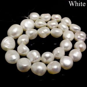 16 inches AA+ 12-16mm Natural White Baroque Pearls Loose Strand