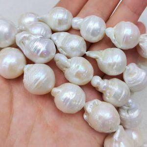 16 inches 15-18mm Natural White Large Baroque Pearls Loose Strand