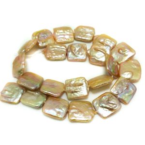 16 inches 16-20mm Natural Pink Flat Rectangle Baroque Pearls Loose Strand