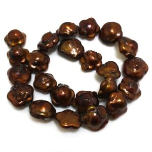 16 inches 16-17mm Brown Flower Shaped Baroque Pearls Loose Strand