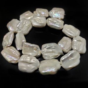 16 inches 16-20mm Natural White Flat Rectangle Baroque Pearls Loose Strand
