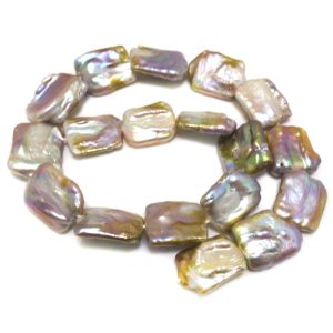 16 inches 16-20mm Natural Lavender Flat Rectangle Baroque Pearls Loose Strand