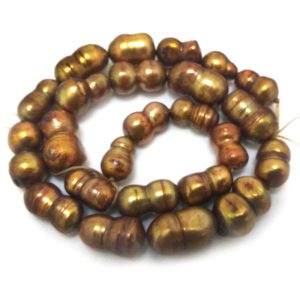 16 inches 13-20mm Coffee Natural Peanut Baroque Pearls Loose Strand