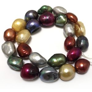 16 inches AA+ 12-16mm Multicolor Natural Baroque Pearls Loose Strand
