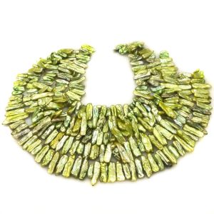 16 inches 18-20mm Green Natural Biwa Pearls Loose Strand
