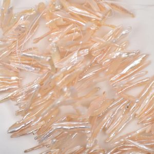 16 inches 20-30mm Natural Pink Thinner Side Drilled Biwa Pearls Loose Strand