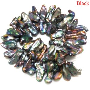 16 inches 18-20mm Black Cender Drilled Baroque Biwa Pearls Loose Strand
