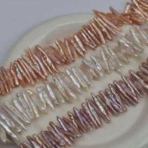 16 inches 5-30mm Natural Center Drilled Stick Biwa Pearls Loose Strand