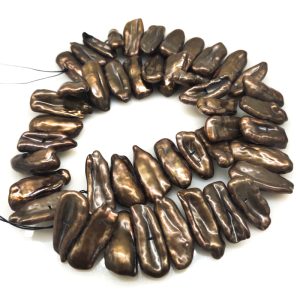 16 inches 18-20mm Brown Cender Drilled Large Baroque Biwa Pearls Loose Strand