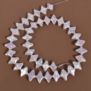 10x14mm Natural White Vertical Drilled Star Shaped Pearls Loose Strand