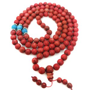 Wholesale 35 inches 7-8mm Red Natural Sponge Coral Beads Prayer Necklace