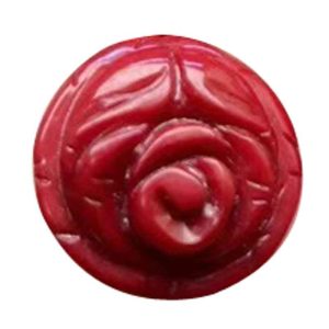 18-25mm Red Button Flower Carved Natural Bamboo Coral Charm Pendent