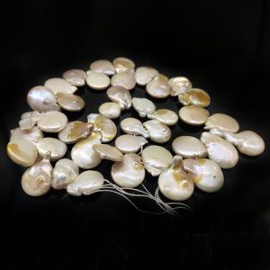 16 inches 16-20mm Natural Lavender Side Drilled Large Coin Pearls Loose Strand