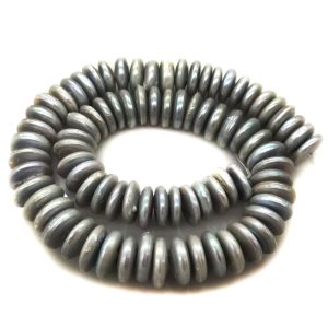 16 inches 13-14mm AA Large Silver Gray Center Drilled Coin Pearls Loose Strand