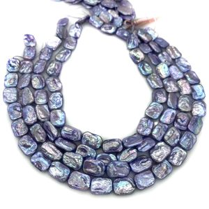 16 inches 16-20mm Violet Natural Flat Rectangle Baroque Pearls Loose Strand