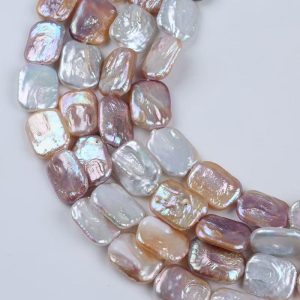 16 inches 16-20mm Natural Multicolor Flat Rectangle Baroque Pearls Loose Strand