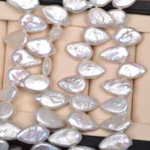 16 inches 11-14mm Natural White Side Drilled Seed Drop Pearls Loose Strand