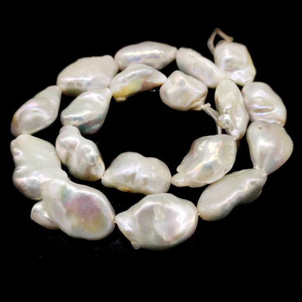 16 inches 11-16mm Natural White Large Flat Baroque Pearls Loose Strand