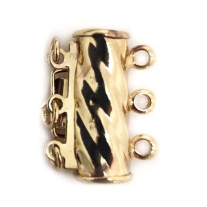 Wholesale 12x27mm 3 Rows Yellow Gold Filled Screw Jewelry Clasp