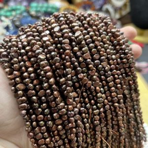 Wholesale 16 inches 6-7mm Coffee Natural Nugget Pearls Loose Strand