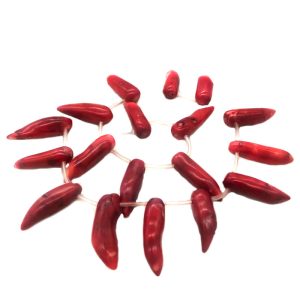 16 inches 11x30mm Large Red Hot Pepper Shaped Natural Coral Beads Loose Strand