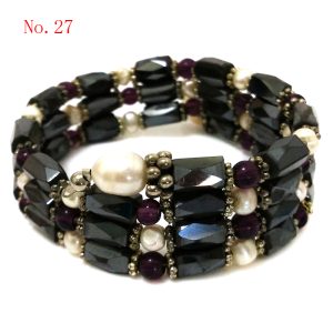 20 inches Natural White Pearl & Purple Crystal Magnetic Bracelet