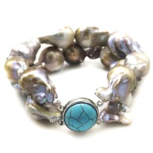 8 inches Double Row Lavender Fireball Baroque Pearl Bracelet