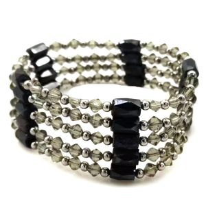36 inches Smokey Facet Crystal Bead Magnetic Multifunctional Wrap Bracelet