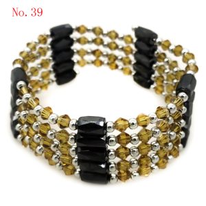 36 inches Yellow Gold Facet Crystal Bead Magnetic Multifunctional Wrap Bracelet