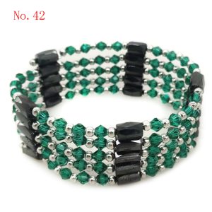 36 inches Peacock Green Facet Crystal Bead Magnetic Multifunctional Wrap Bracelet