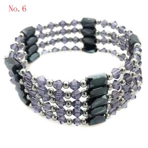 36 inches Purple Crystal Beaded Multifunctional Magnetic Bracelet