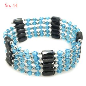 36 inches Aquamarine Crystal Beaded Multifunctional Magnetic Bracelet
