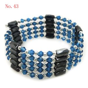 36 inches Peacock Blue Crystal Beaded Multifunctional Magnetic Bracelet