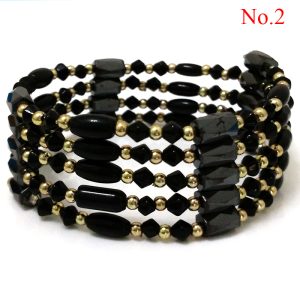 36 inches Black Crystal Beaded Multifunctional Magnet Bracelet