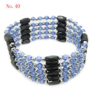 36 inches Light Blue Crystal Beaded Multifunctional Magnetic Bracelet