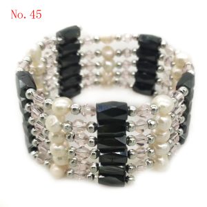 36 inches Pink Crystal Beaded & Natural Pearl Multifunctional Magnetic Bracelet
