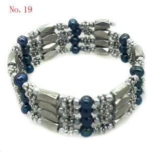 36 inches Black Natural Pearl & Silver Magnet Multifunctional Wrap Bracelet