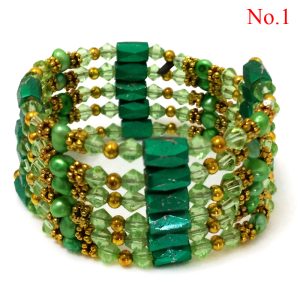 Wholesale 36 inches Green Crystal Beaded & Natural Pearl Magnetic Bracelet