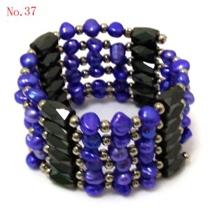 36 inches Dark Blue Natural Baroque Pearl Multifunctional Magnetic Bracelet