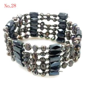 36 inches Coffee Natural Baroque Pearl Multifunctional Magnetic Bracelet