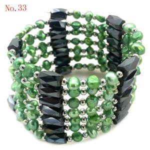 36 inches Green Natural Baroque Pearl Multifunctional Magnetic Bracelet